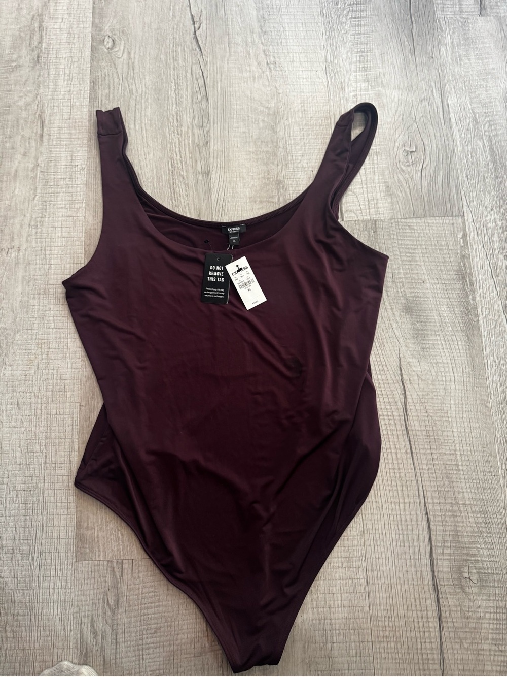 Express Scoop Neck Bodysuit - Burgundy Plum